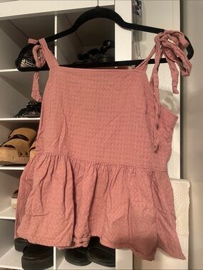 Madewell Women's Blush Tie-Shoulder Peplum Top